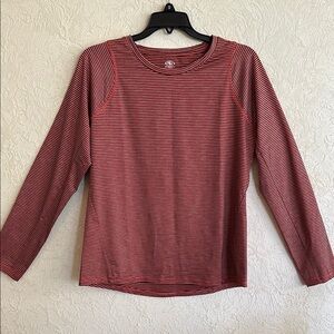 Athletic Striped Crewneck Long Sleeve Top